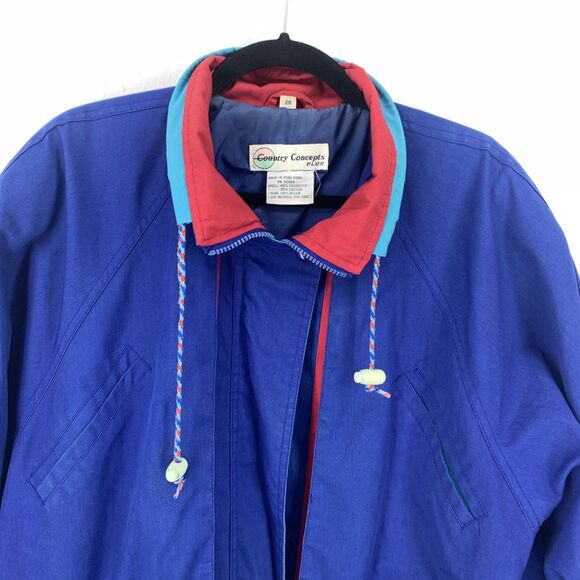 Vtg Country Concepts Plus 20 Jacket Windbreaker Grunge Indie Nautical 90’s Blue - Picture 3 of 7